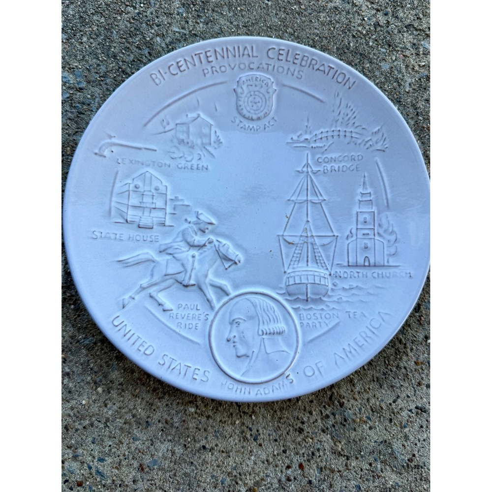Frankoma 1972 John Frank Bi-Centennial Celebration Plate John Adams Blue 458